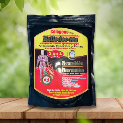 Suplemento en polvo Bellodec-tta 3 en 1 500g/ 17.63 oz