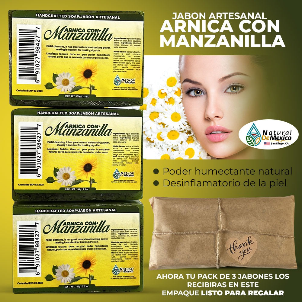 Jabón de Arnica con Manzanilla 3 Pack Chamomile and Arnica Soap Bar