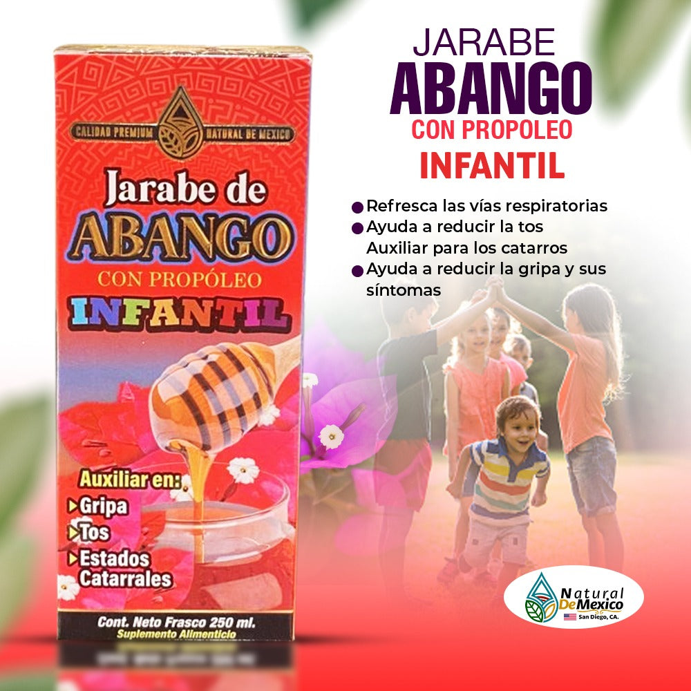 Jarabe de Abango Infantil 250ml con Propoleo Refresca Vias Respiratorias Ayuda a Reducir Tos