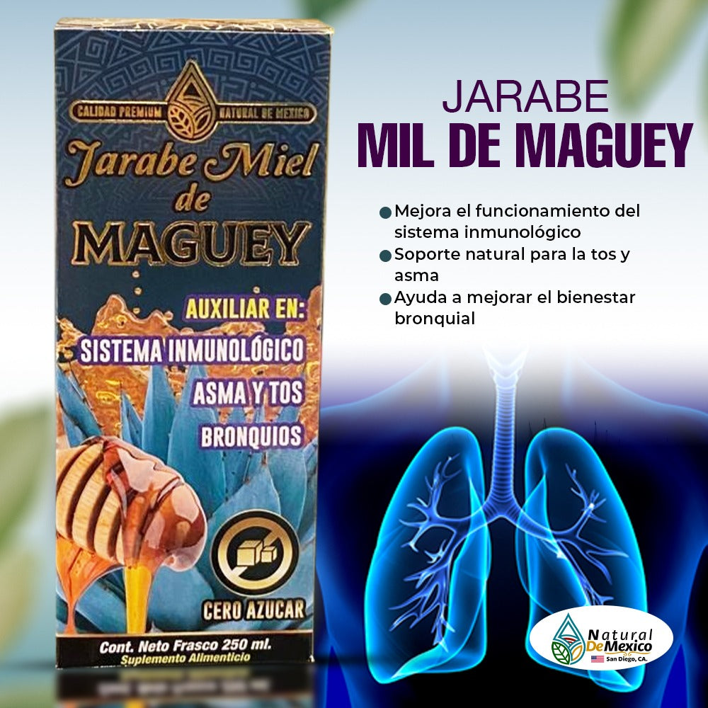 Jarabe de Miel y Maguey Mejora Sistema Inmune Soporte Contra la Tos Ayuda Bienestar Bronquial